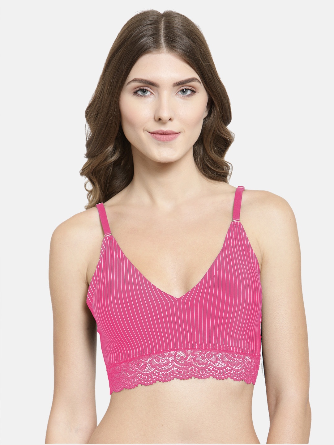 

PrettyCat Pink Printed Non-Wired Lightly Padded Bralette Bra PC-SB-5134-STRP
