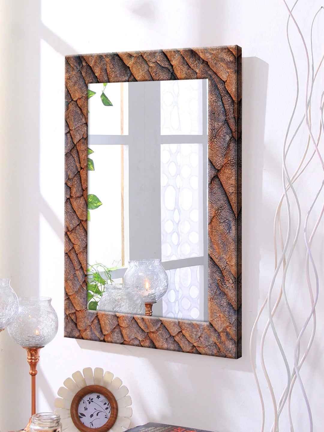 

999Store Brown Framed Wall Mirror