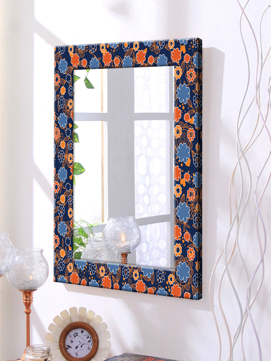

999Store Blue Framed Wall Mirror