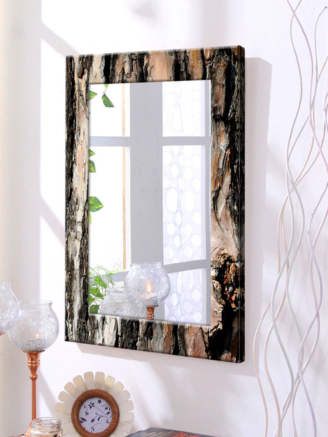 

999Store Brown Framed Wall Mirror