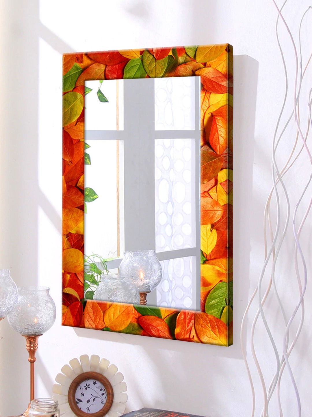 

999Store Red & Yellow Framed Wall Mirror