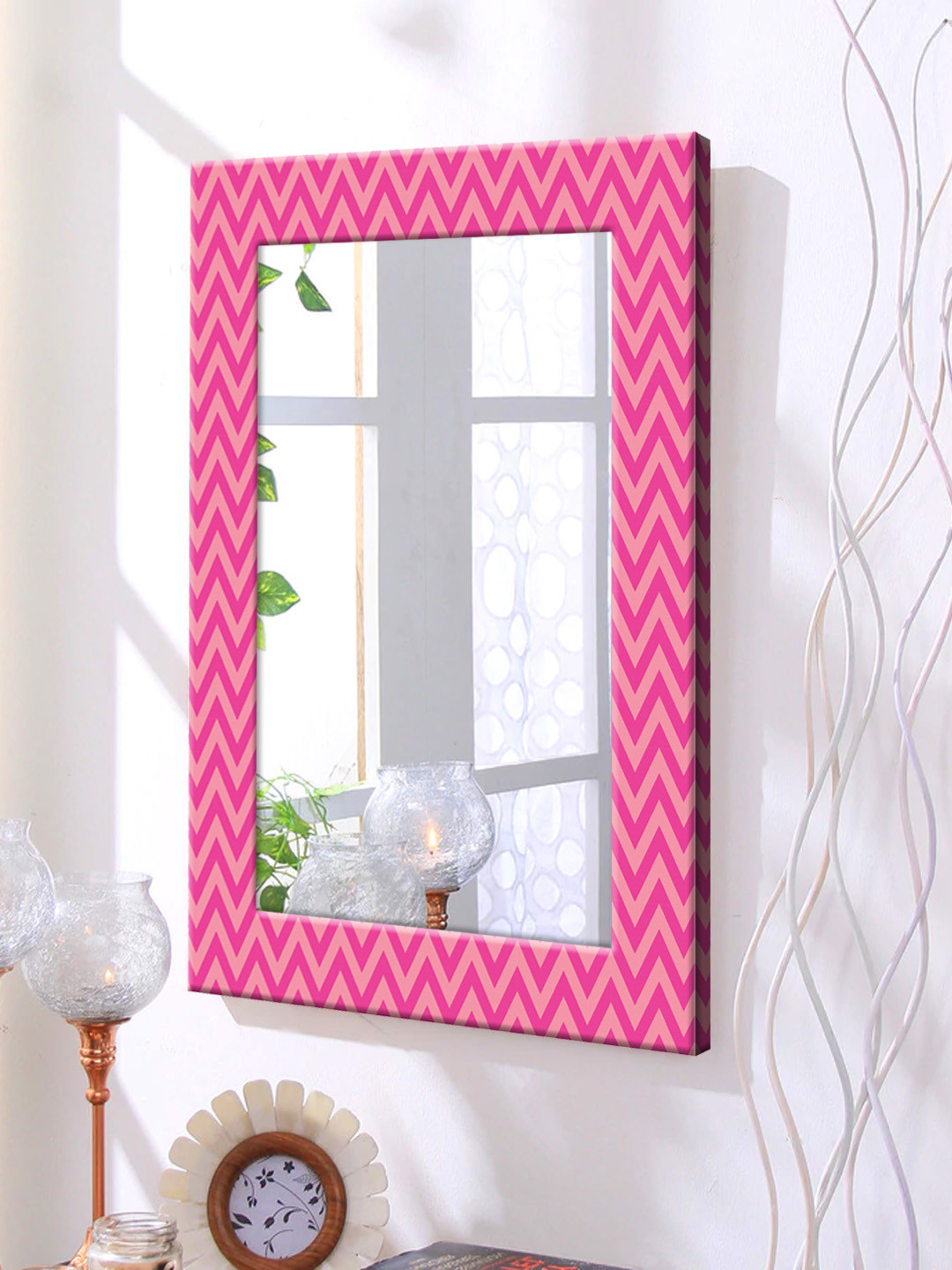 

999Store Pink Framed Wall Mirror