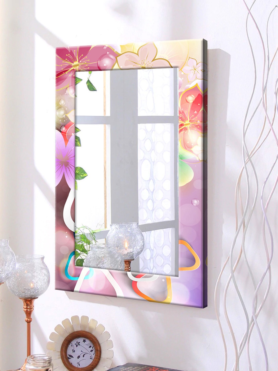 

999Store Pink Framed Wall Mirror