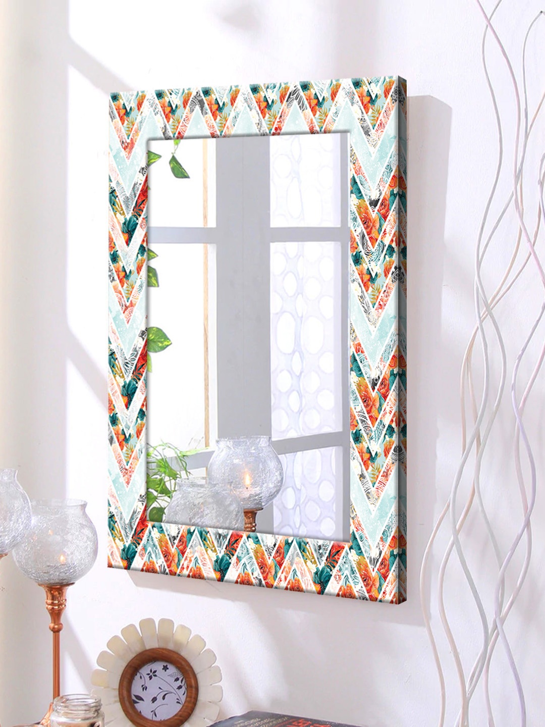 

999Store Multicoloured Framed Wall Mirror, Multi