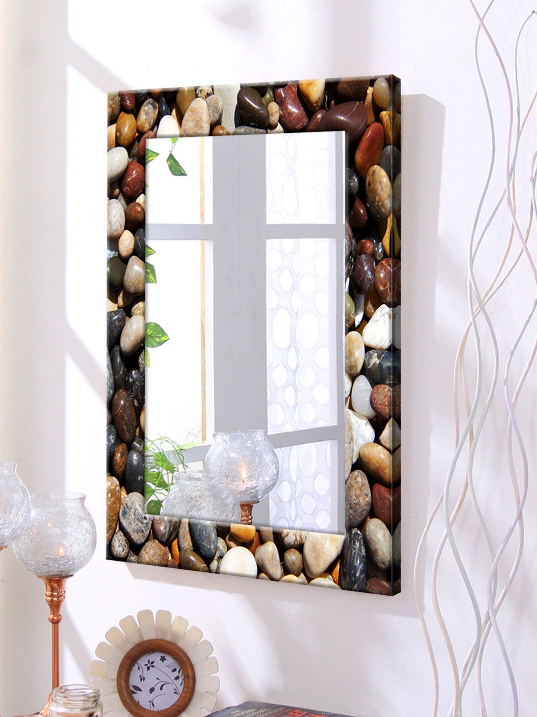 

999Store Brown Framed Wall Mirror