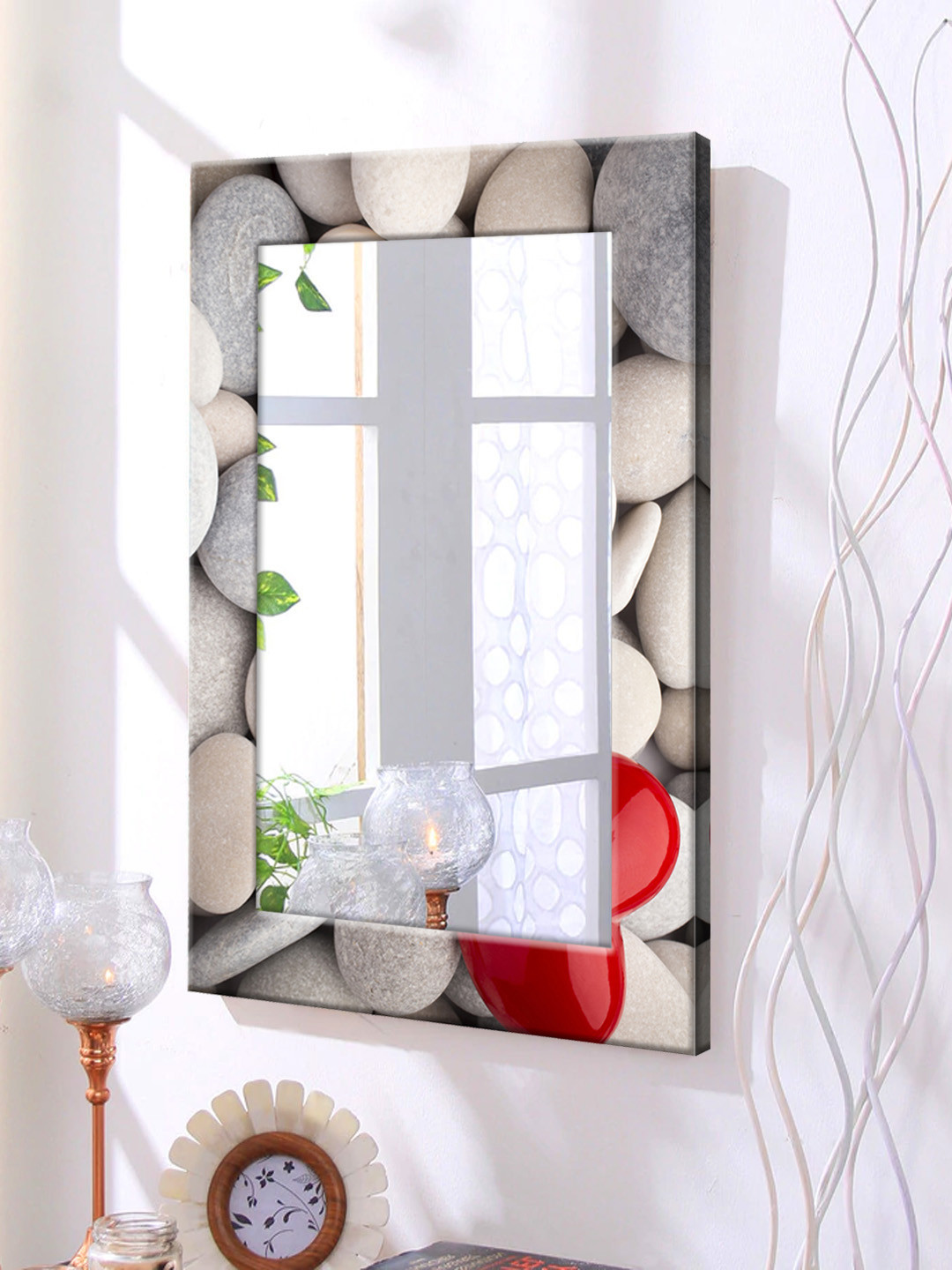 

999Store Multicolour Framed Wall Mirror, Multi