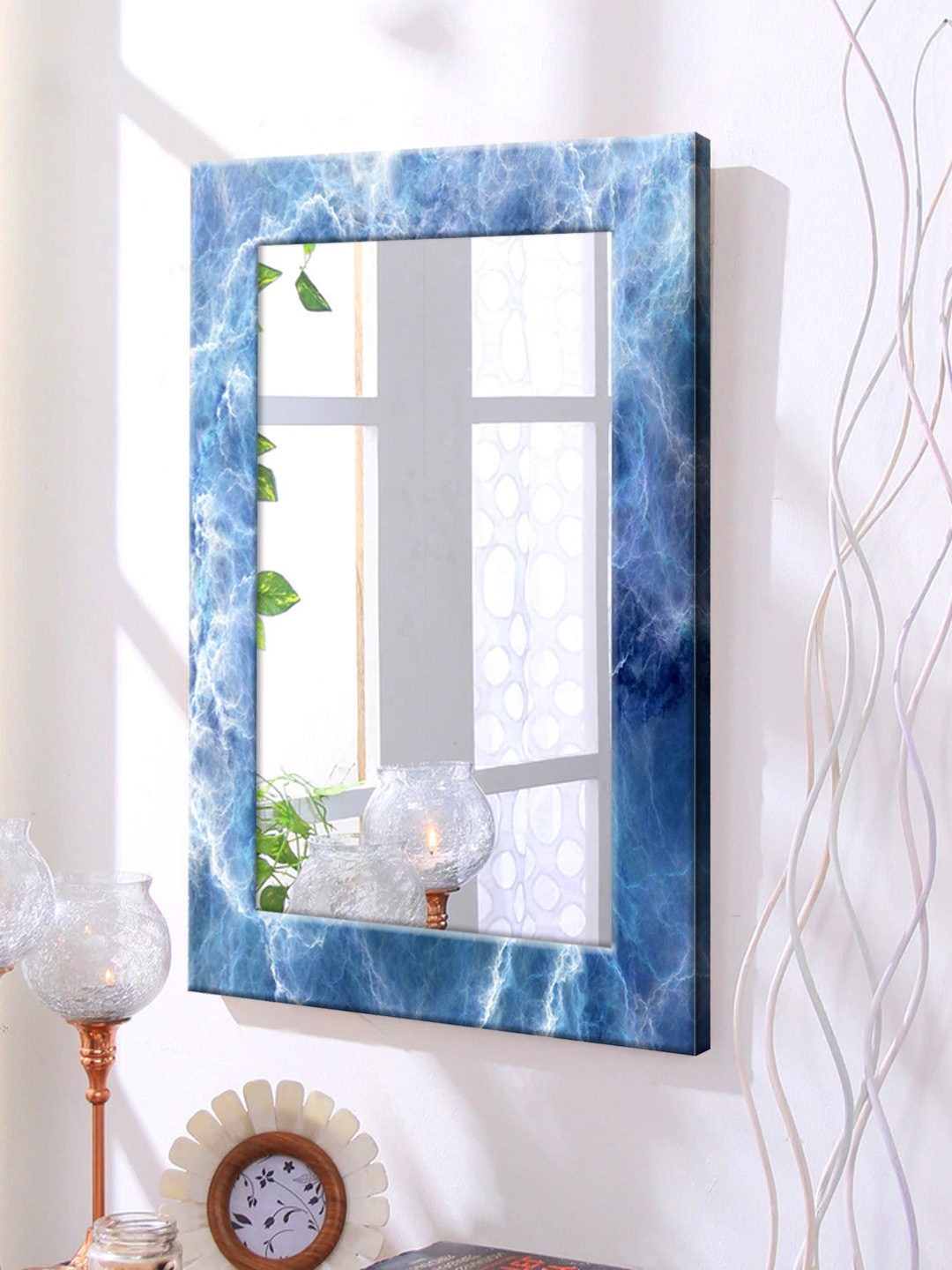 

999Store Blue Framed Wall Mirror