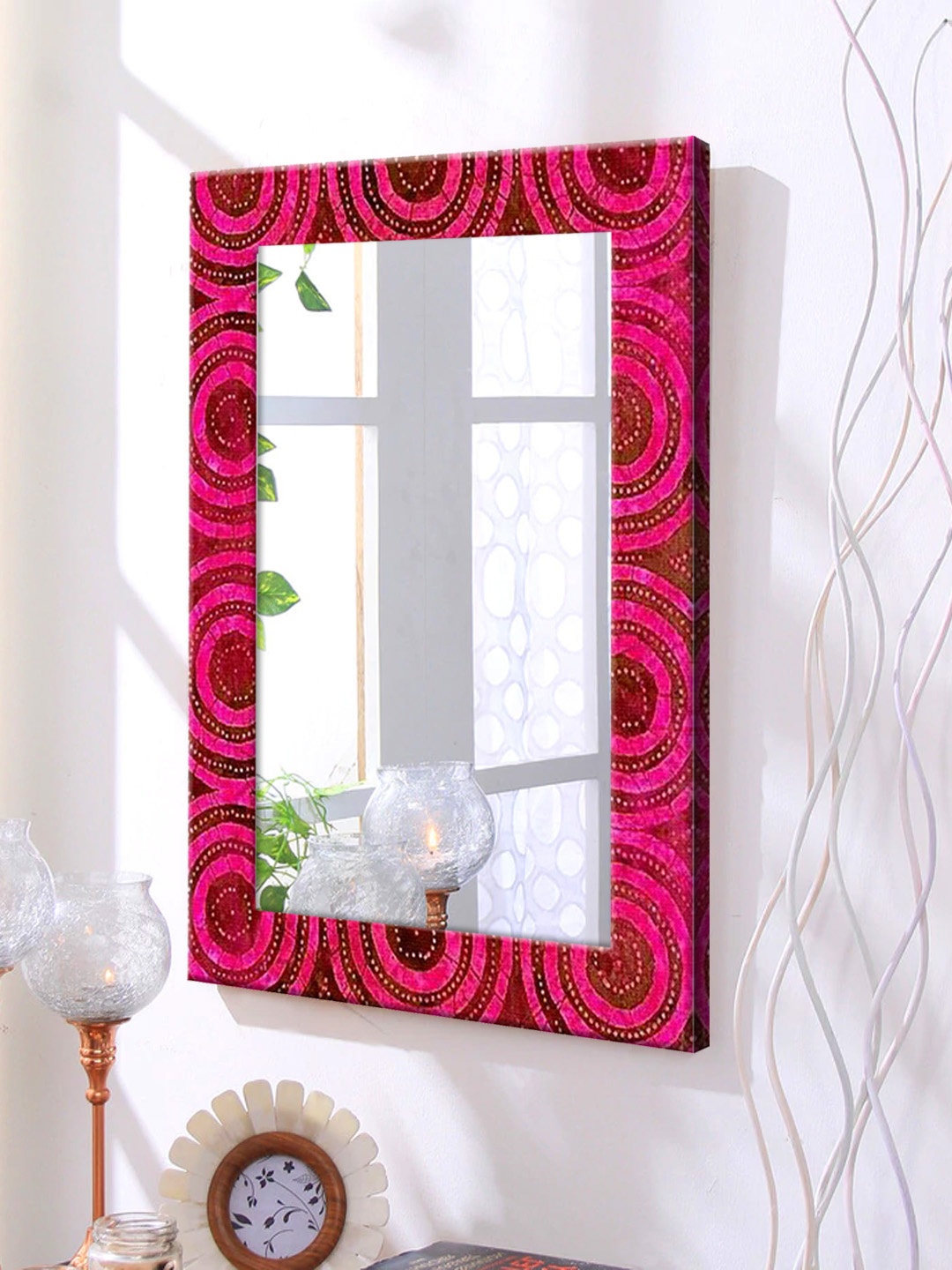 

999Store Pink Framed Wall Mirror