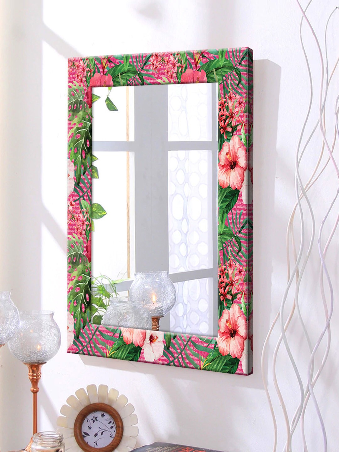 

999Store Pink Framed Wall Mirror