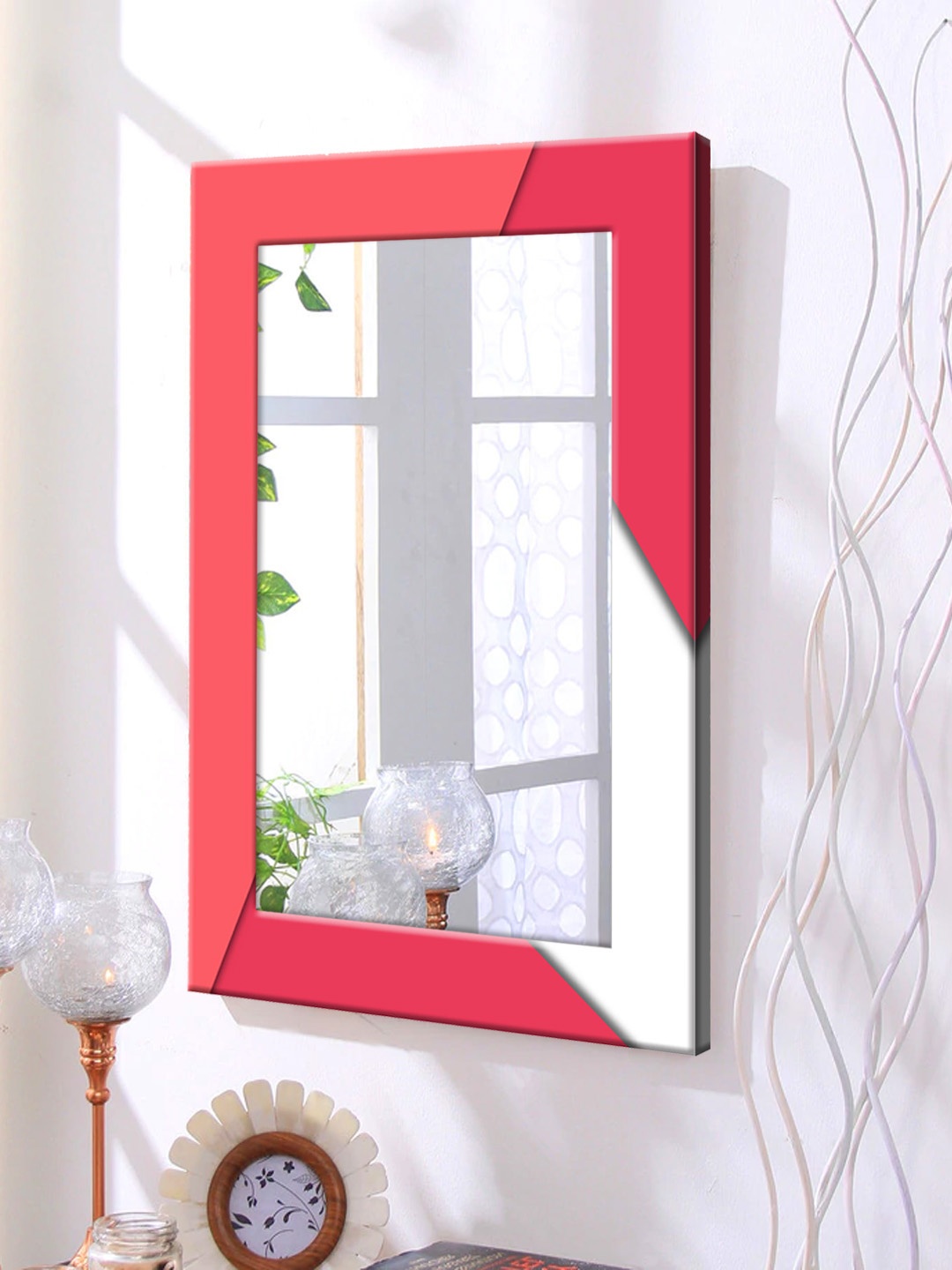 

999Store Pink Framed Wall Mirror