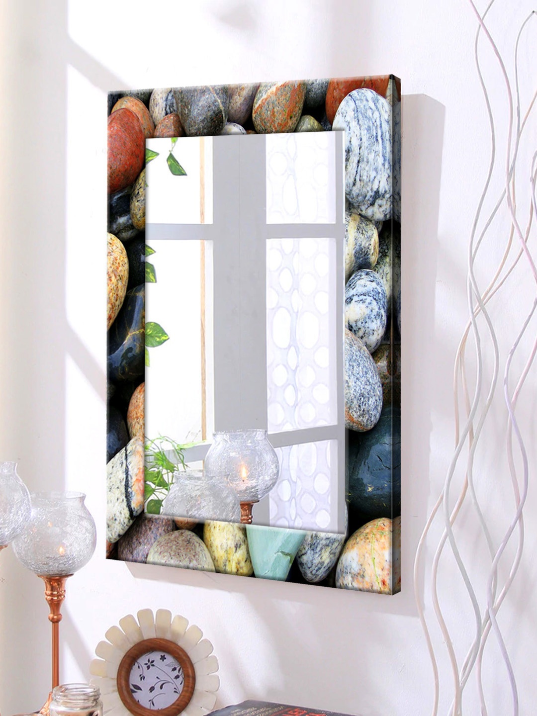 

999Store Multicoloured Framed Wall Mirror, Multi
