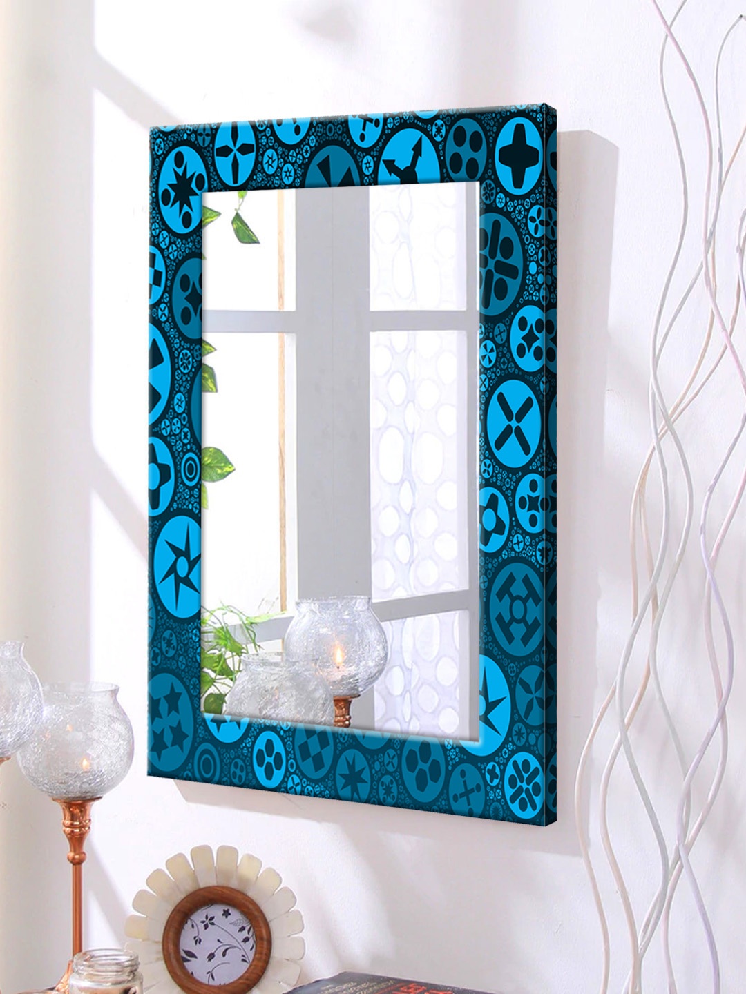 

999Store Blue Framed Wall Mirror