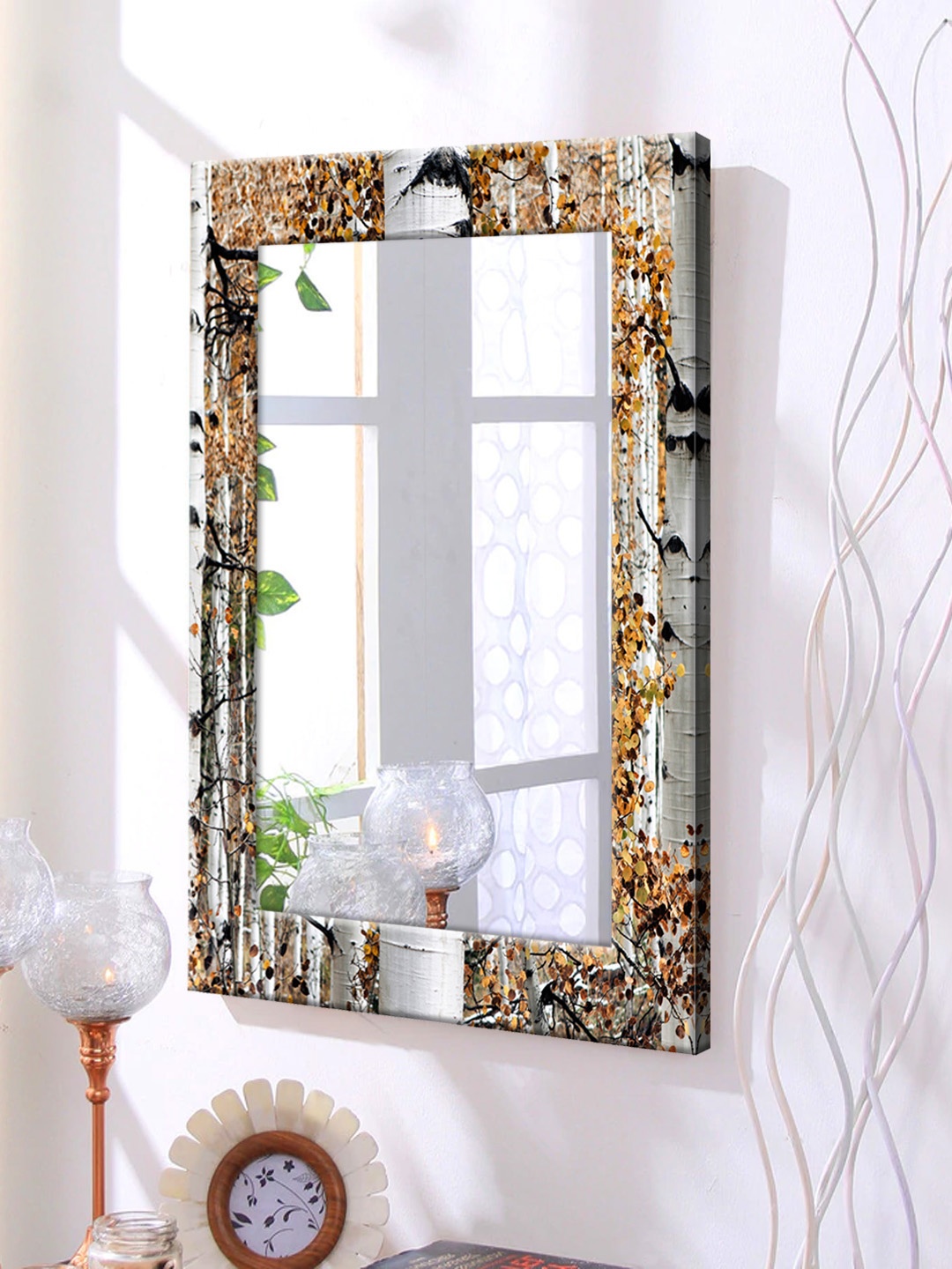 

999Store Brown Framed Wall Mirror