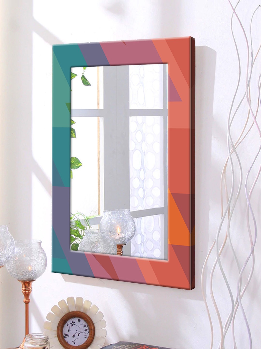 

999Store Pink & Blue Framed Wall Mirror