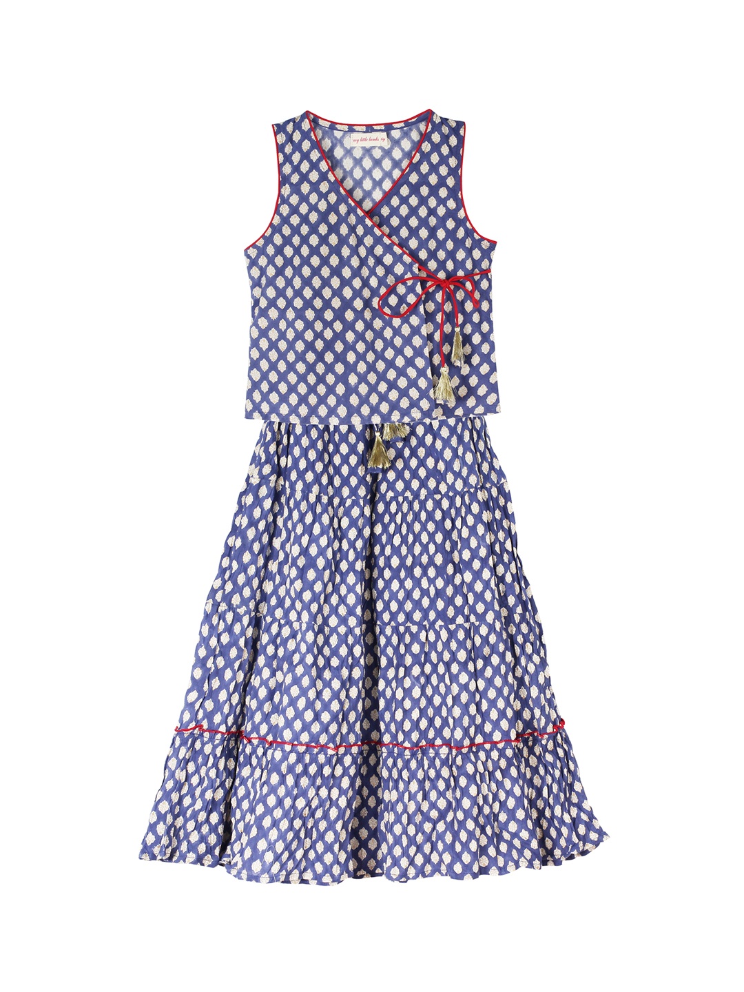 

My Little Lambs Girls Blue & White Ready to Wear Lehenga with Blouse