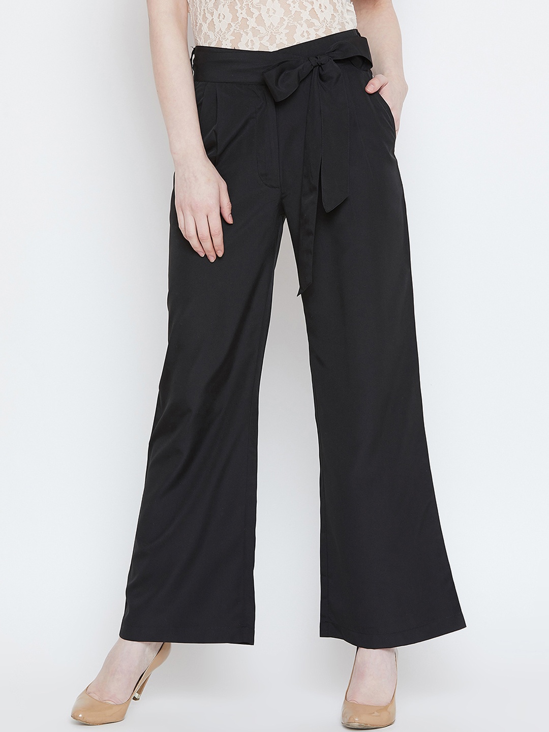 The Dry State Women Black Loose Fit Solid Parallel Trousers
