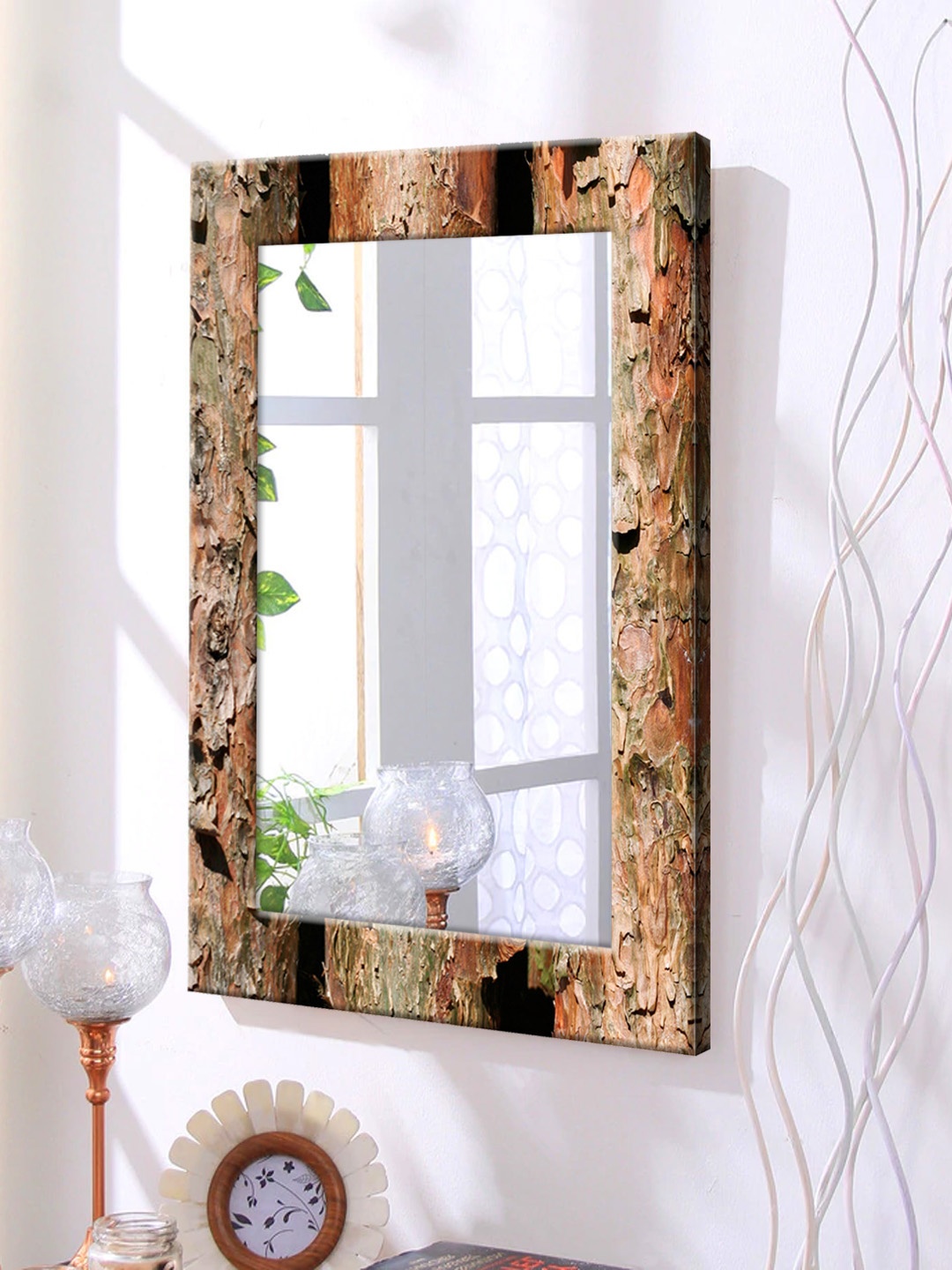

999Store Brown Framed Wall Mirror