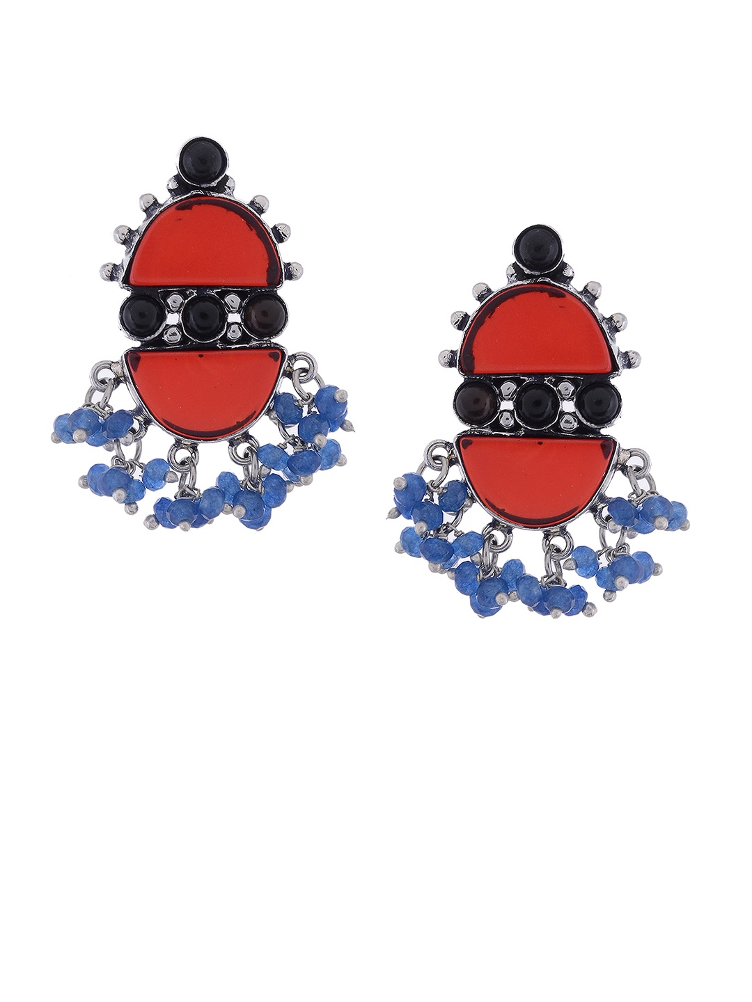 

Silvermerc Designs Silver-Plated & Red Classic Drop Earrings