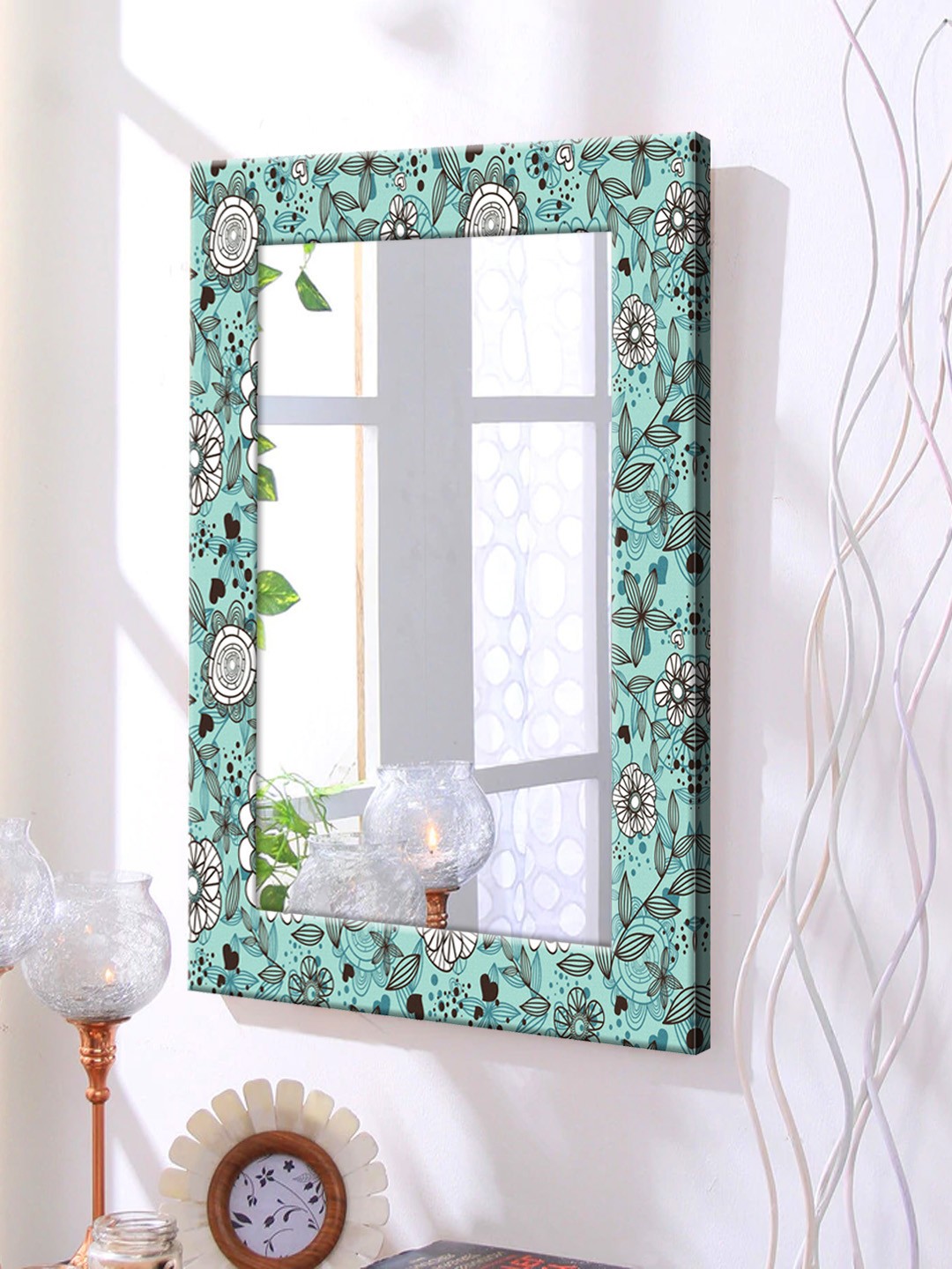 

999Store Black & Blue Framed Wall Mirror