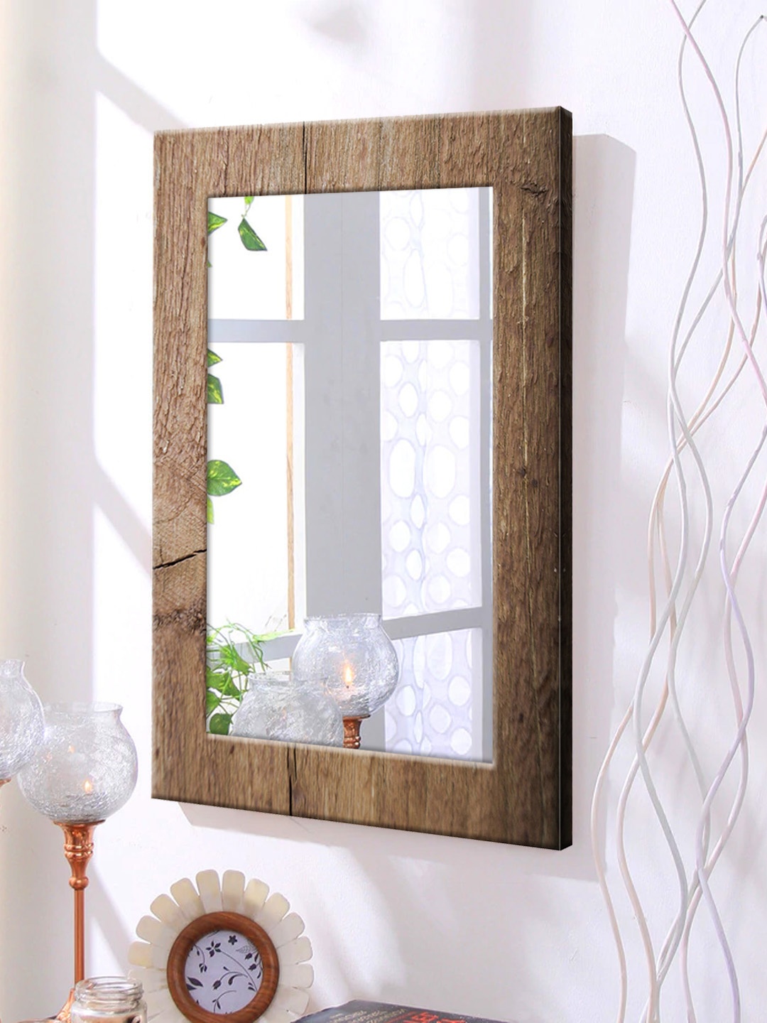 

999Store Brown Framed Wall Mirror