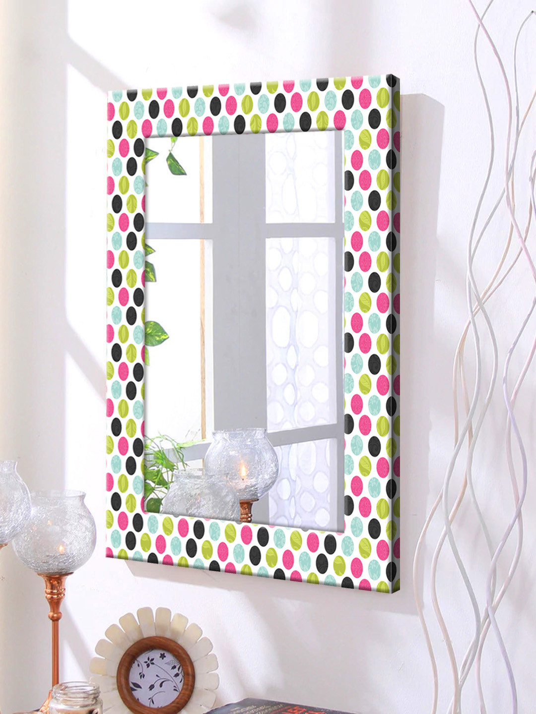 

999Store Multicolour Framed Wall Mirror, Multi
