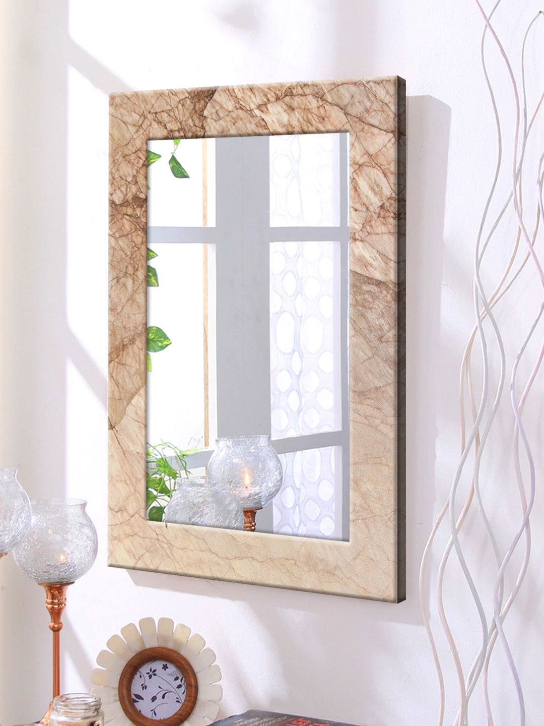 

999Store Brown Framed Wall Mirror