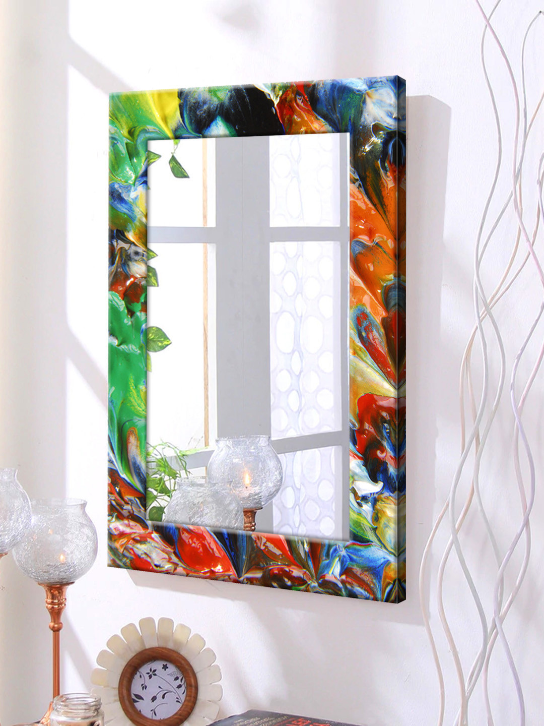 

999Store Multicoloured Framed Wall Mirror, Multi