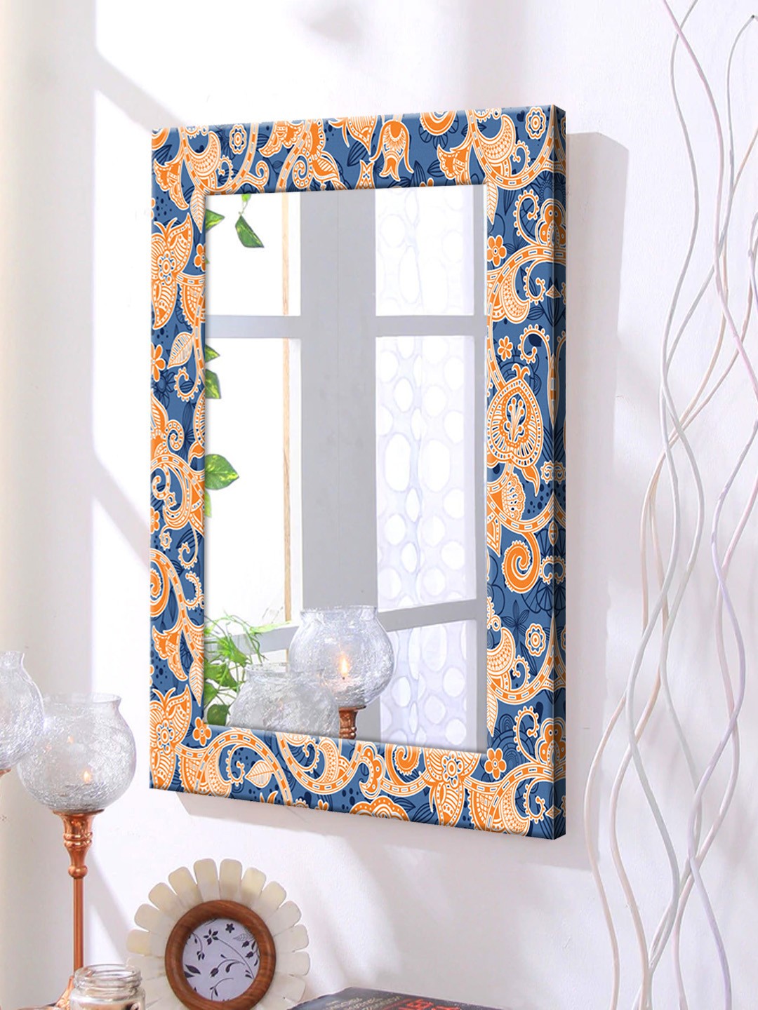 

999Store Blue Framed Wall Mirror