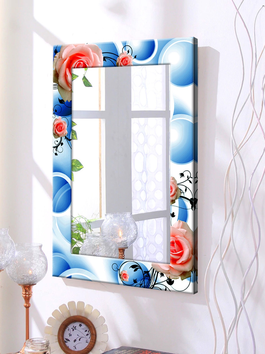 

999Store Blue Framed Wall Mirror