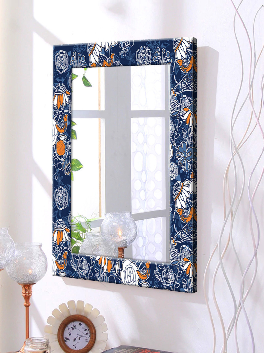 

999Store Blue Framed Wall Mirror