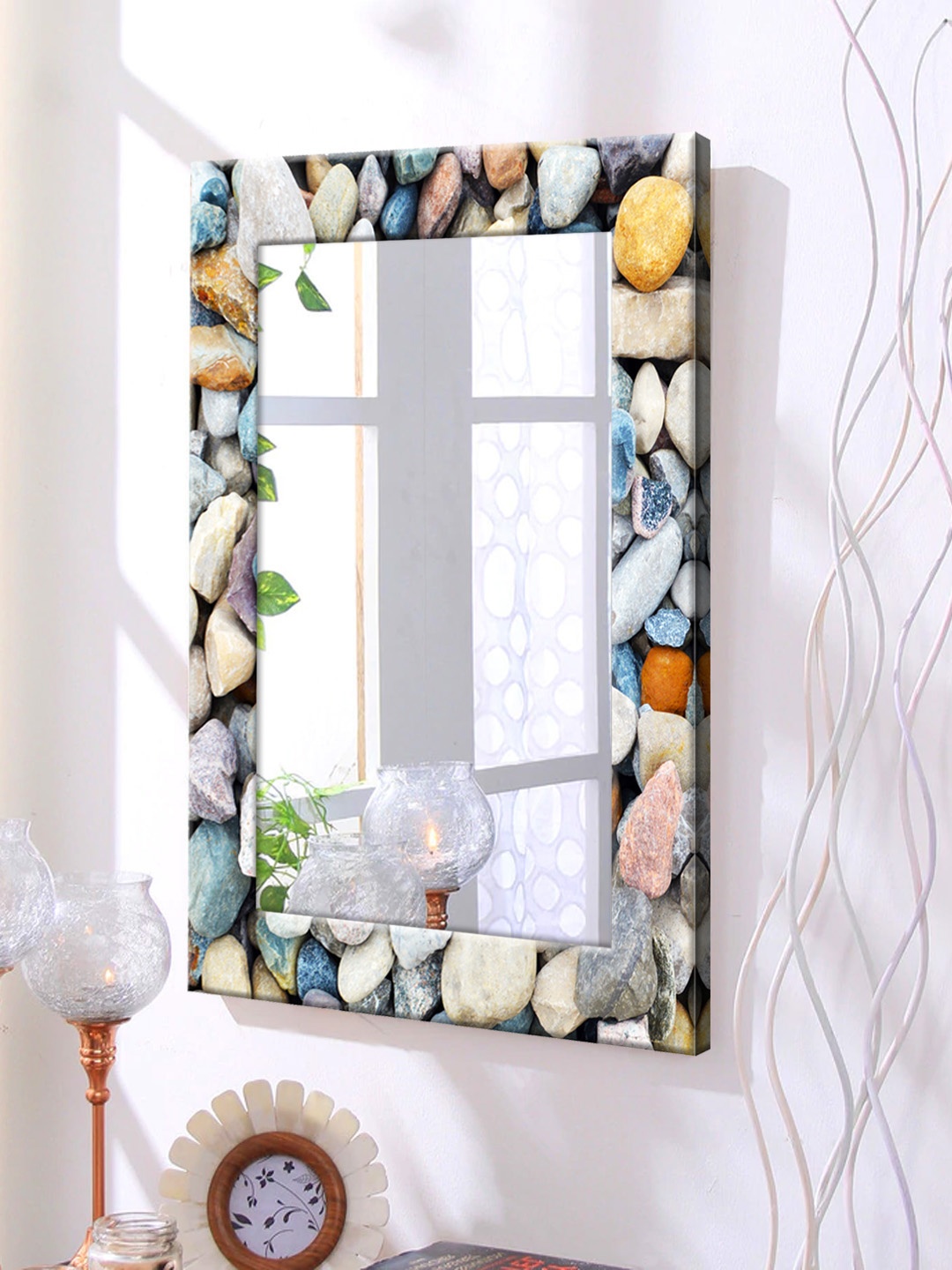 

999Store Multicolour Framed Wall Mirror, Multi