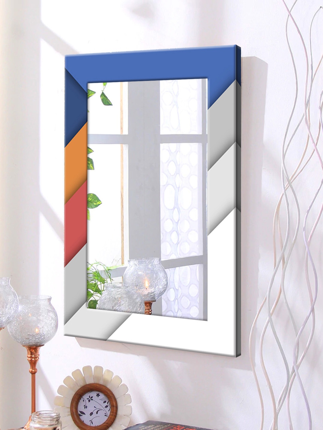 

999Store Blue Framed Wall Mirror