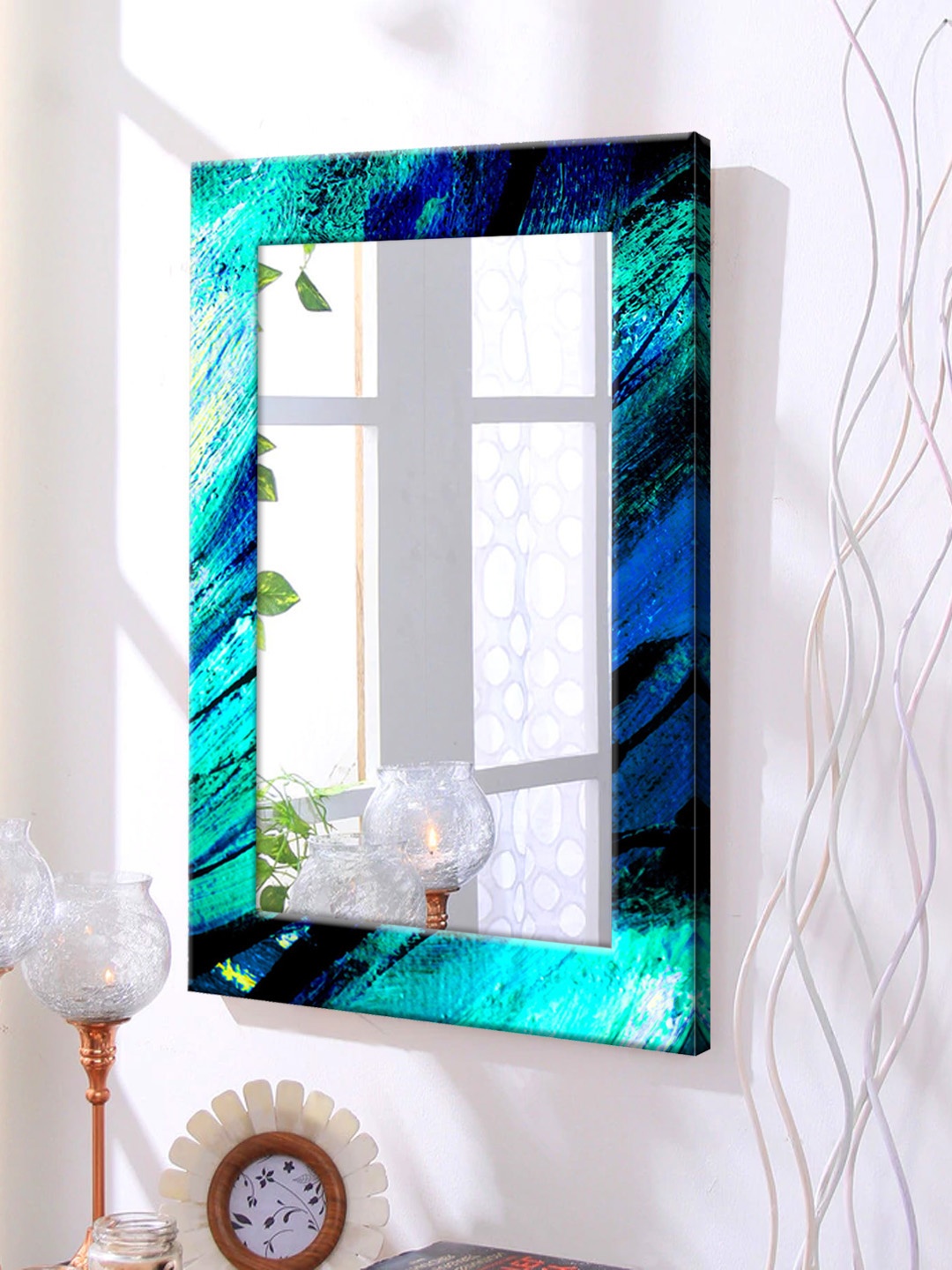 

999Store Blue Framed Wall Mirror