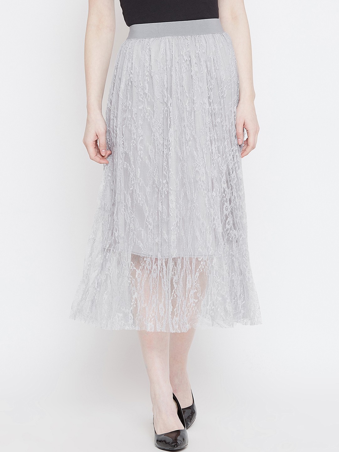 

Camey Women Grey Self Design A-line Skirt