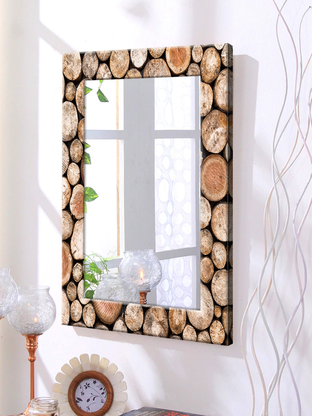 

999Store Brown Framed Wall Mirror