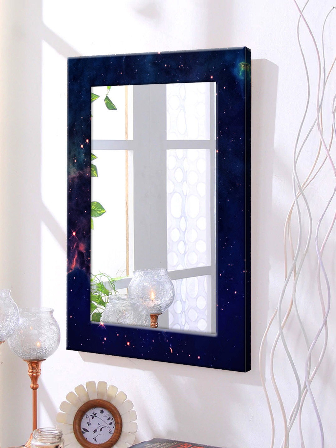 

999Store Navy Blue Framed Wall Mirror