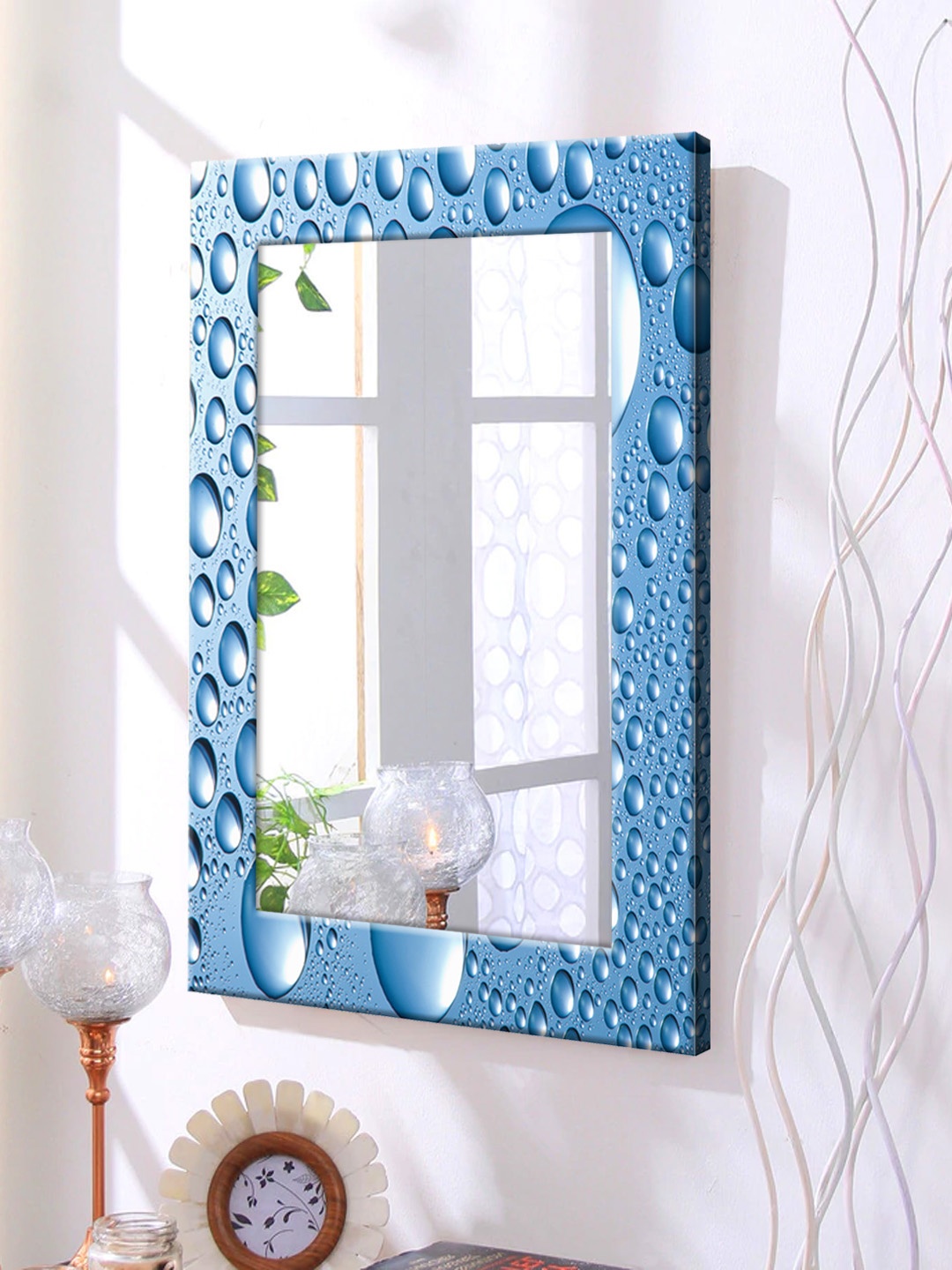 

999Store Blue Framed Wall Mirror