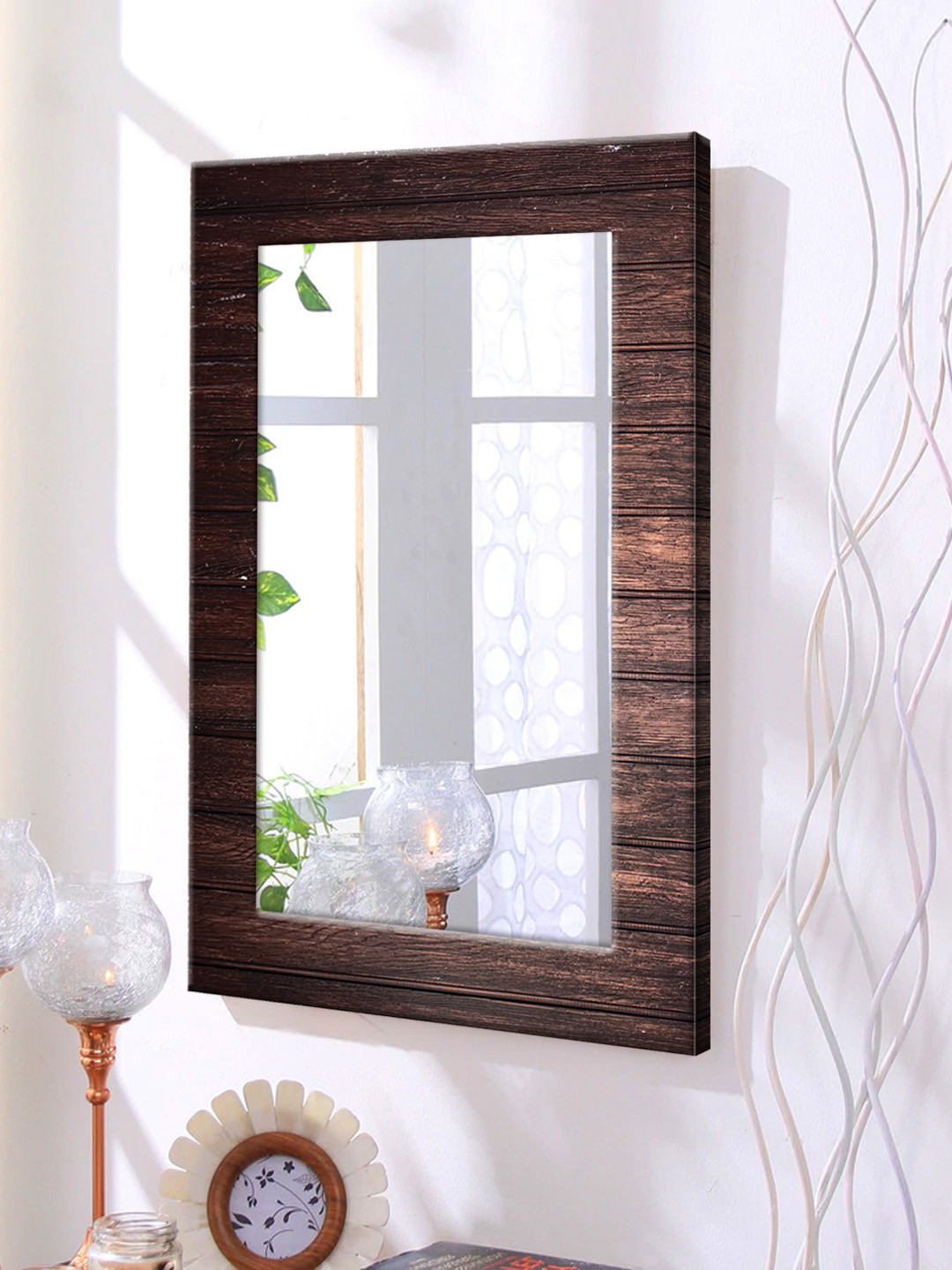 

999Store Brown Framed Wall Mirror
