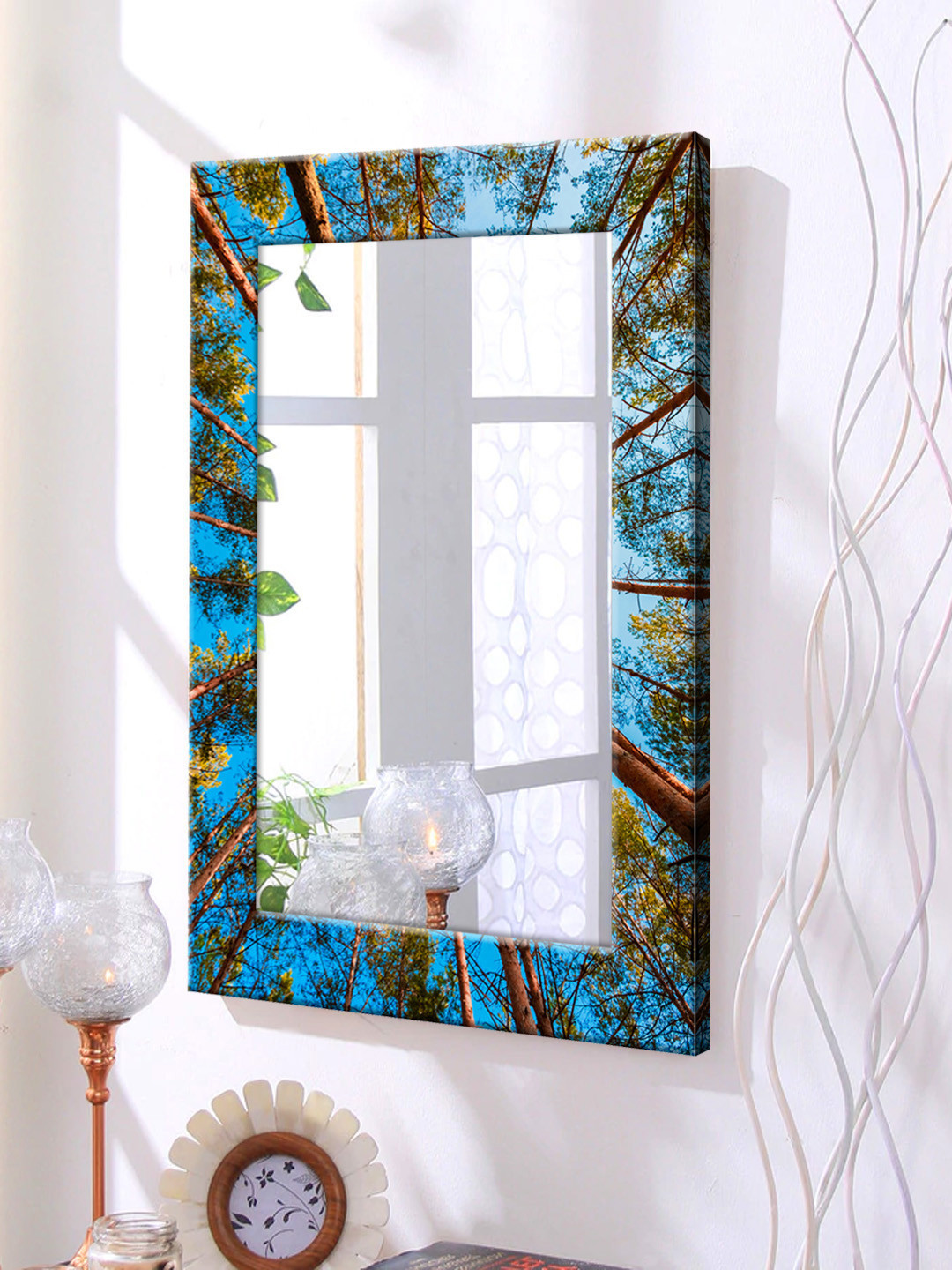 

999Store Green & Blue Framed Wall Mirror