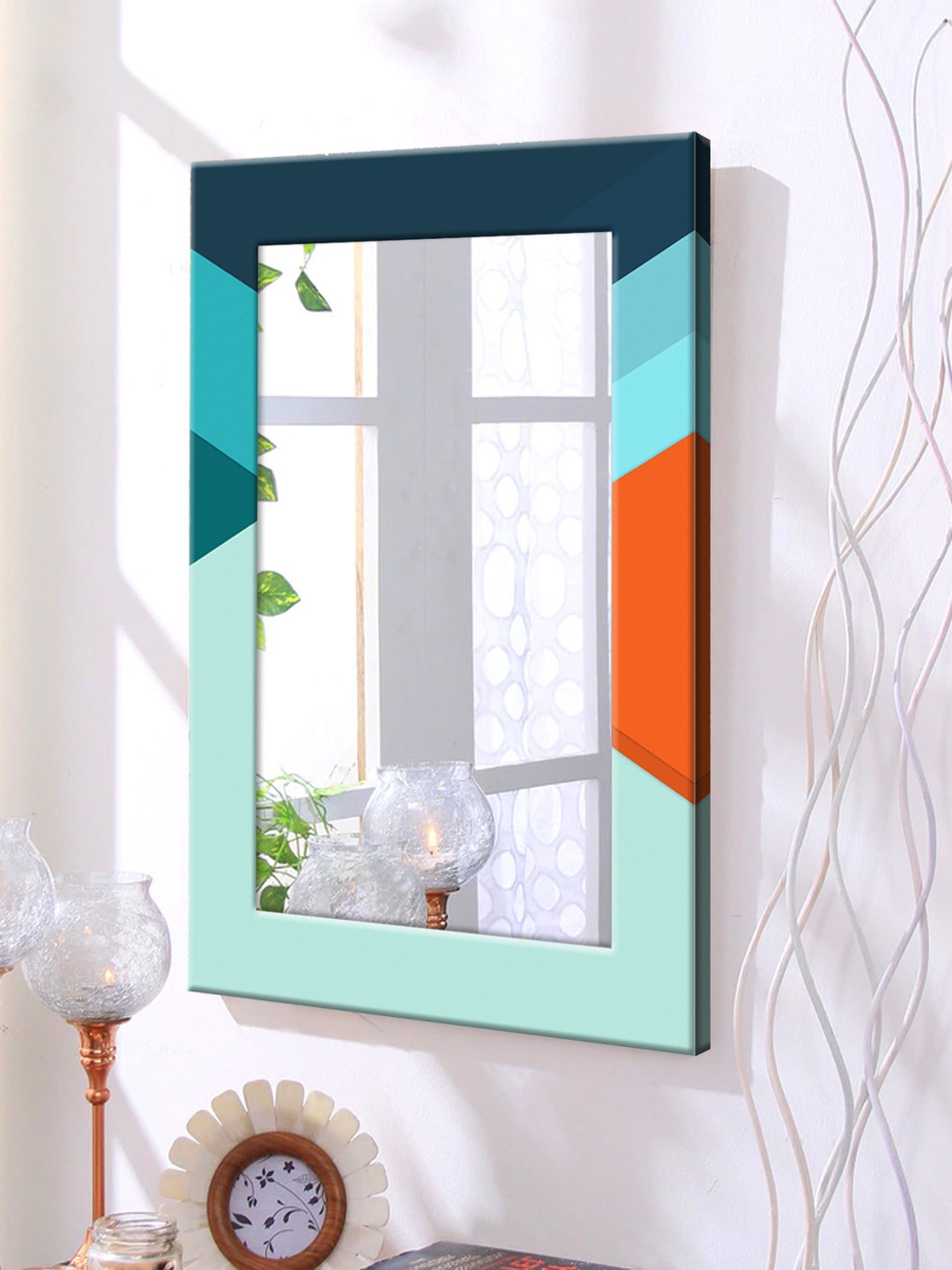 

999Store Blue Framed Wall Mirror