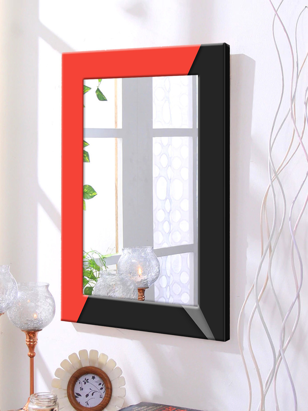 

999Store Black & Red Framed Wall Mirror