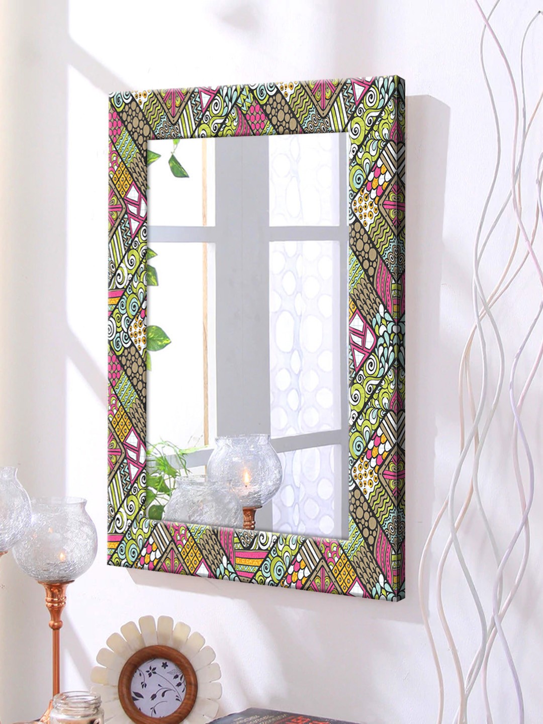 

999Store Multicoloured Framed Wall Mirror, Multi