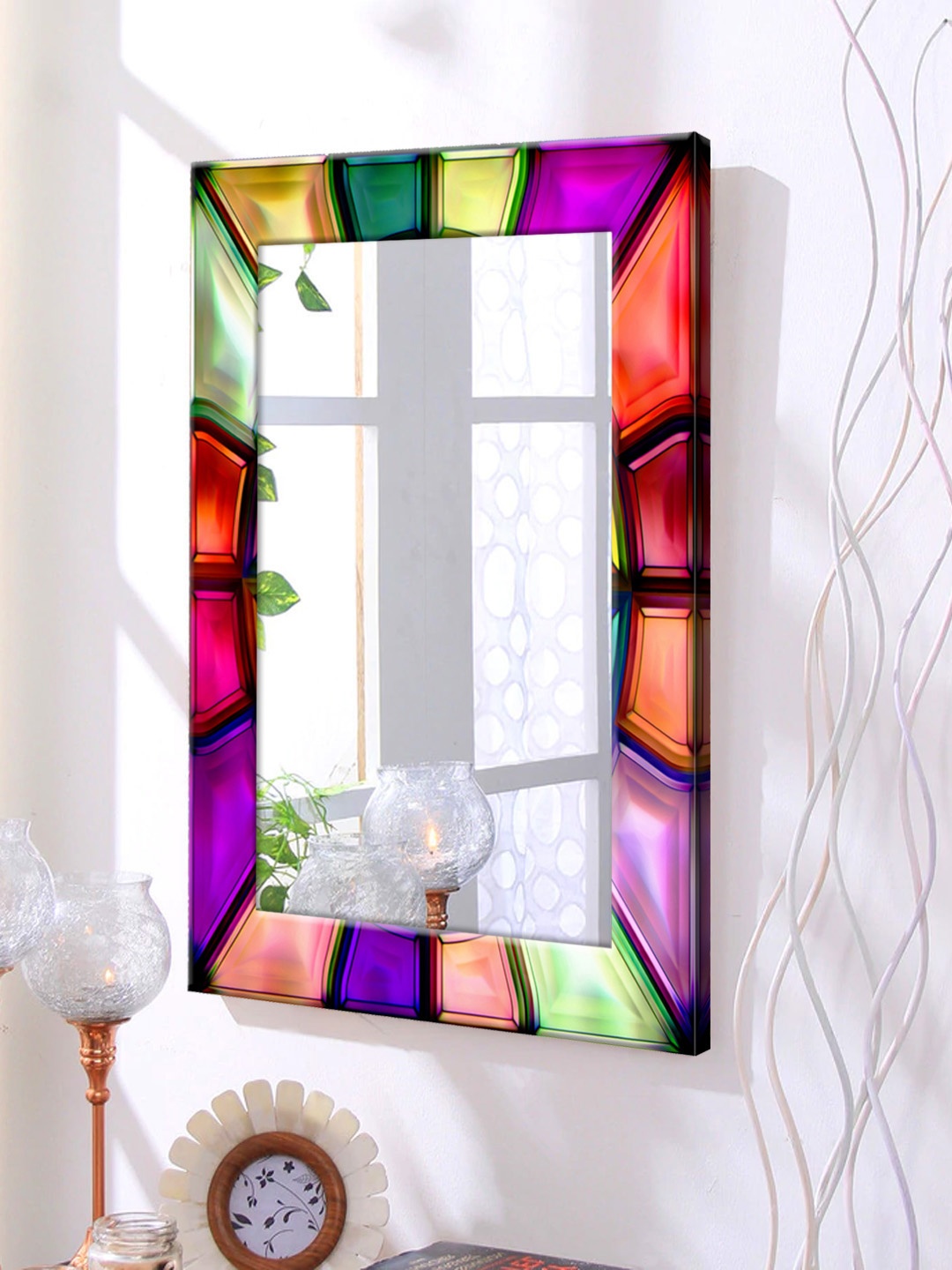 

999Store Multicoloured Framed Wall Mirror, Multi
