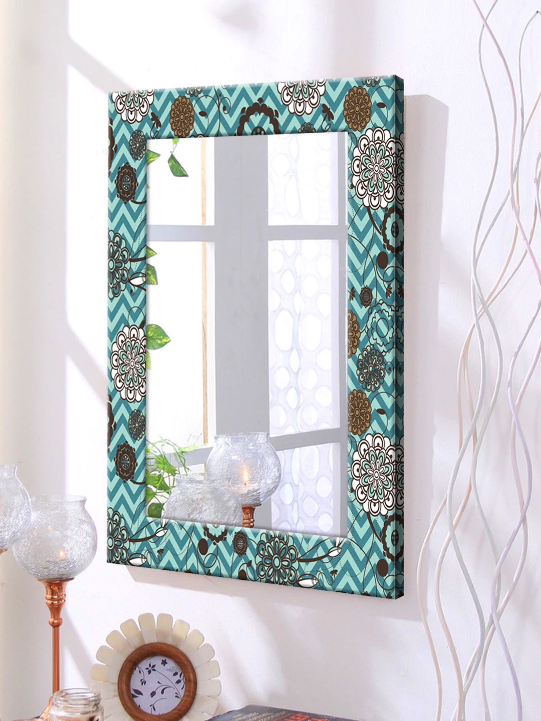 

999Store Blue Framed Wall Mirror
