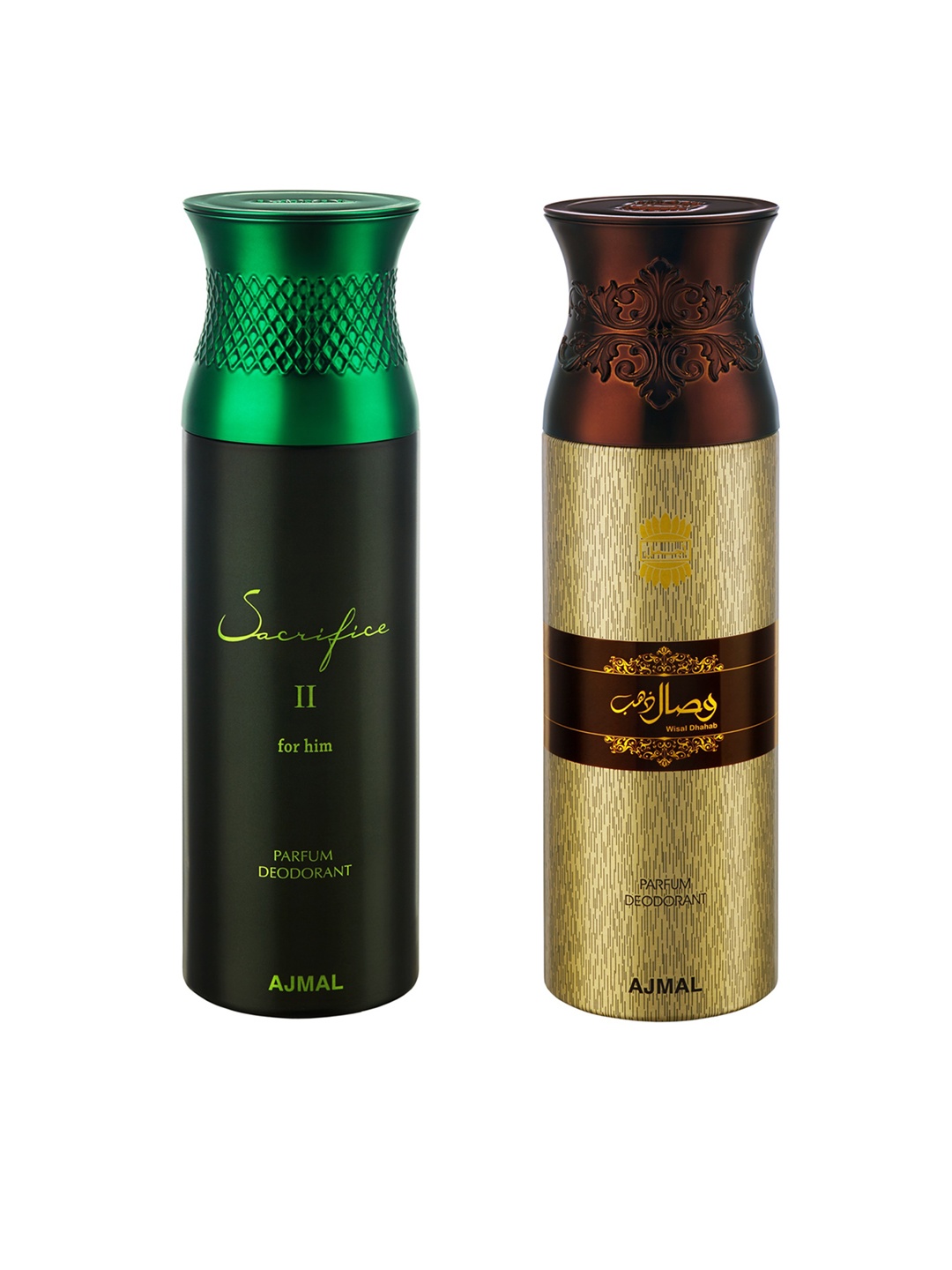 

Ajmal Men Sacrificell Him & Wisal Dhahab Set of 2 Deodrants, Green