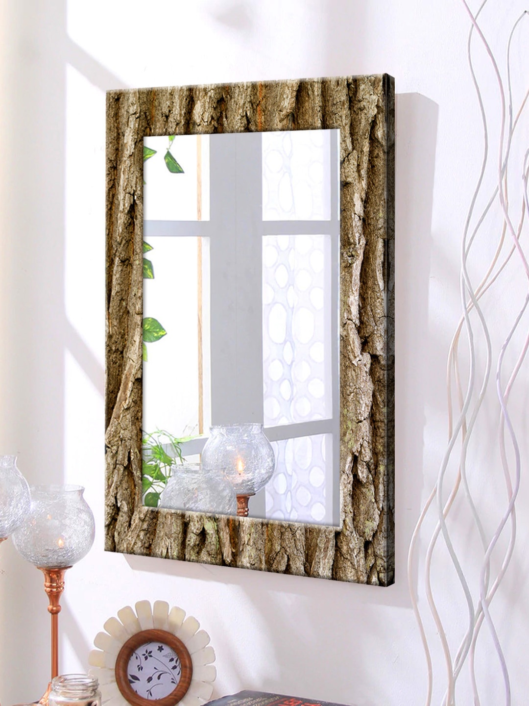

999Store Brown Framed Wall Mirror