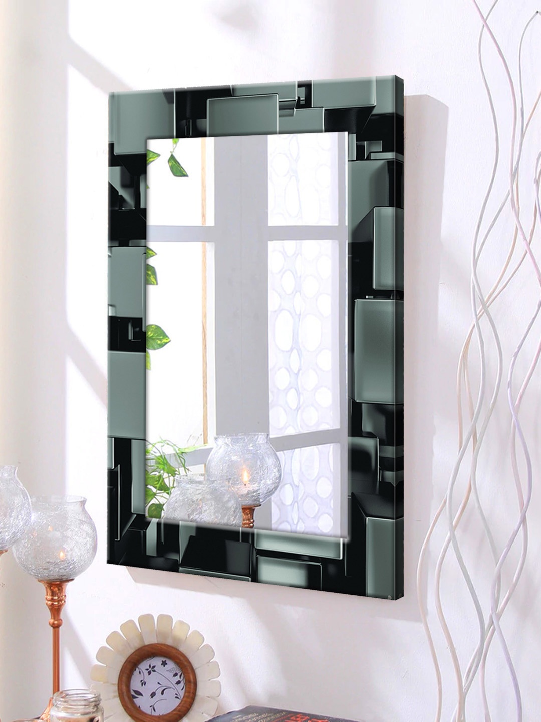 

999Store Grey Framed Wall Mirror