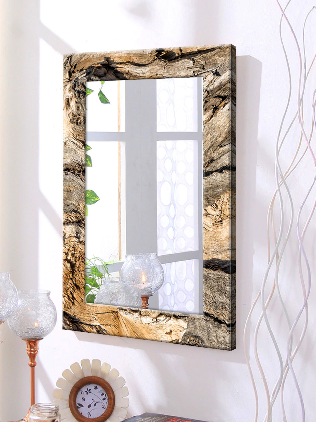

999Store Brown Framed Wall Mirror