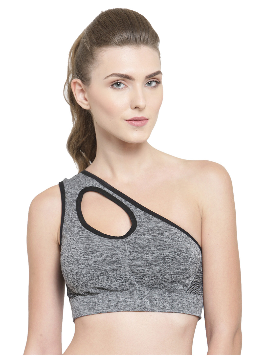 

PrettyCat Grey Melange Solid Non-Wired Lightly Padded Sports Bra