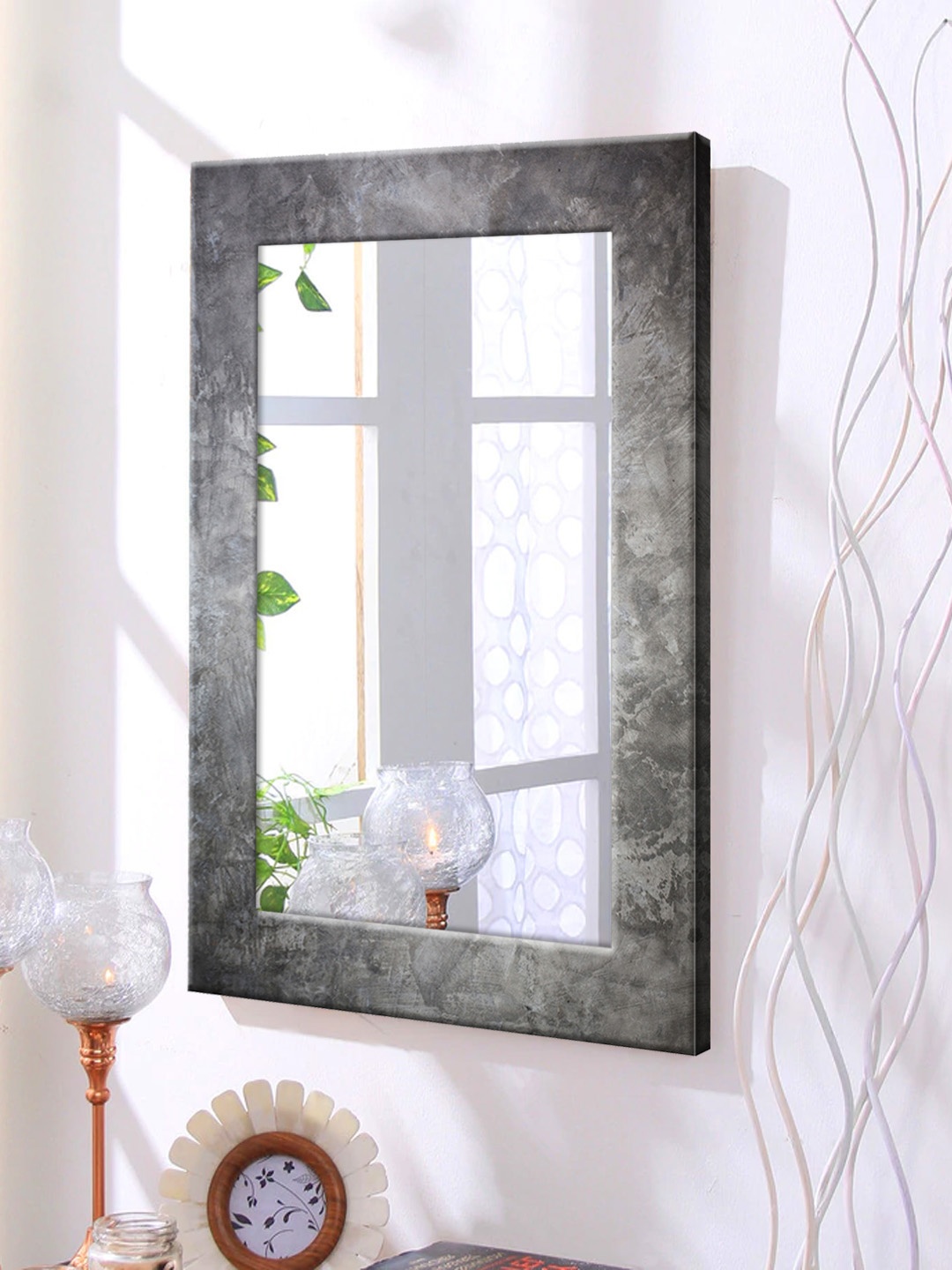 

999Store Grey Framed Wall Mirror